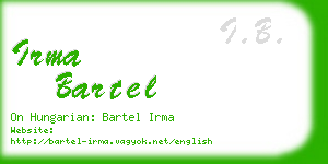 irma bartel business card